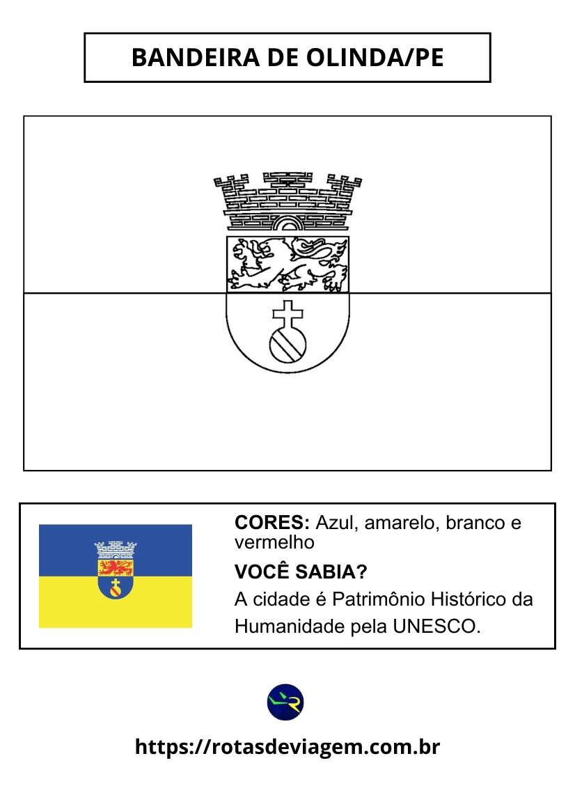 [Para Imprimir] Bandeira de Olinda/PE para Colorir (preto e branco)